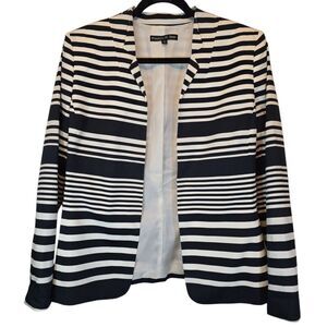 Preston & York Women 10 Blazer/Suit Liberty Jacket Open Blue‎ Ivory Stripe NEW